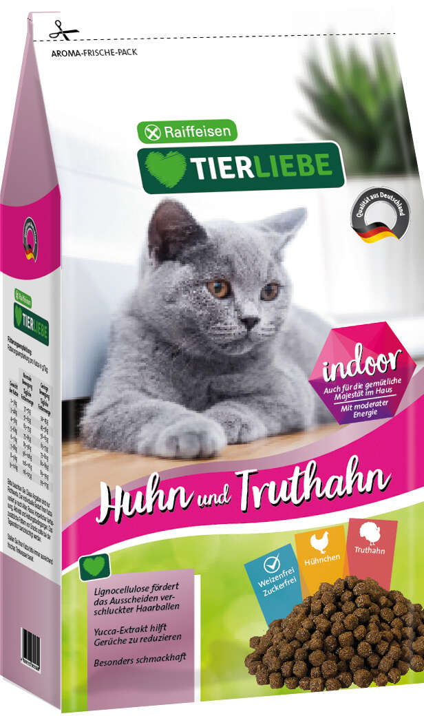 TIERLIEBE Katzen-Trockenfutter Huhn+Truthahn Indoor